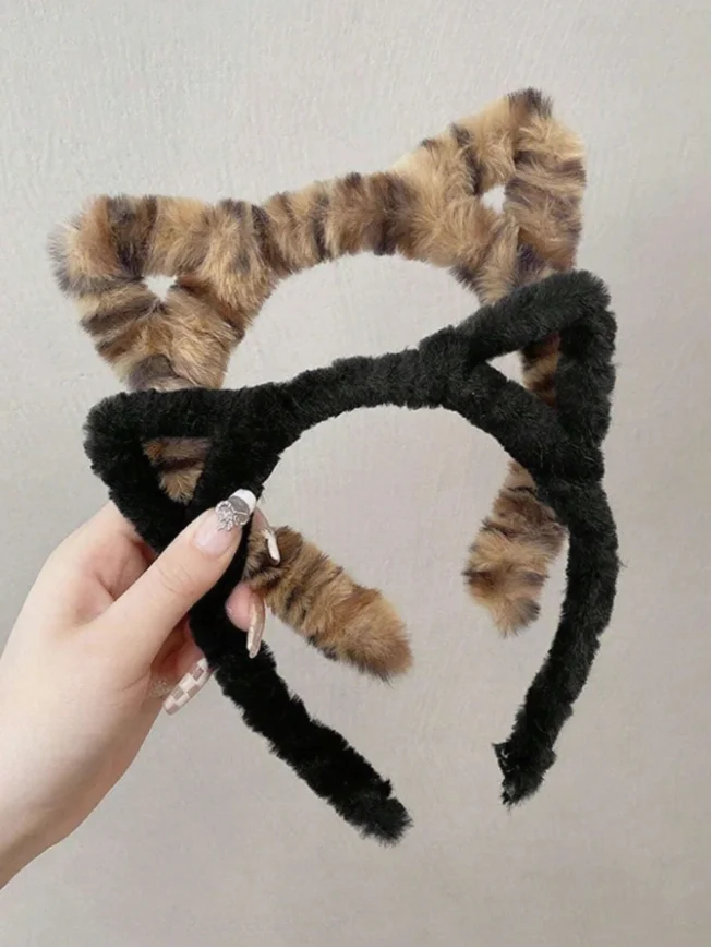 Styli  Set of 2 - Leopard Print Cat Ear Headband for Women | Best Price UAE