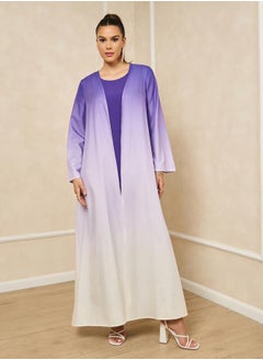 Styli Ombre Print Front Open Abaya with Inner Dress Set  - Image 2