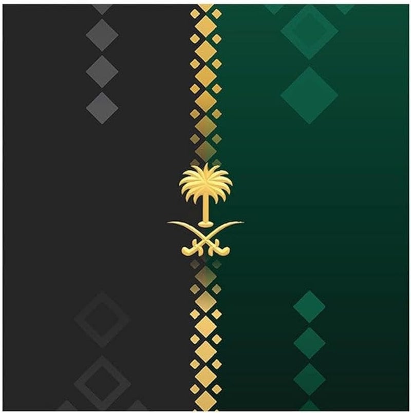 راين فن حائط زخرفي مطبوع بشعار المملكة العربية السعودية RYN، أسود/أخضر/ذهبي، 30×30 سم - Image 1