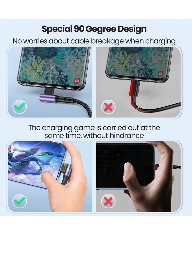 Captaintech Multi Charging Cable, 6A 4ft 3 in 1 Multi USB Fast Charging Cable, 90 Degrees Durable Nylon Braided, Universal Charging Cord with Type-C, Micro USB and IP Port for Cell Phones and More - Image 3