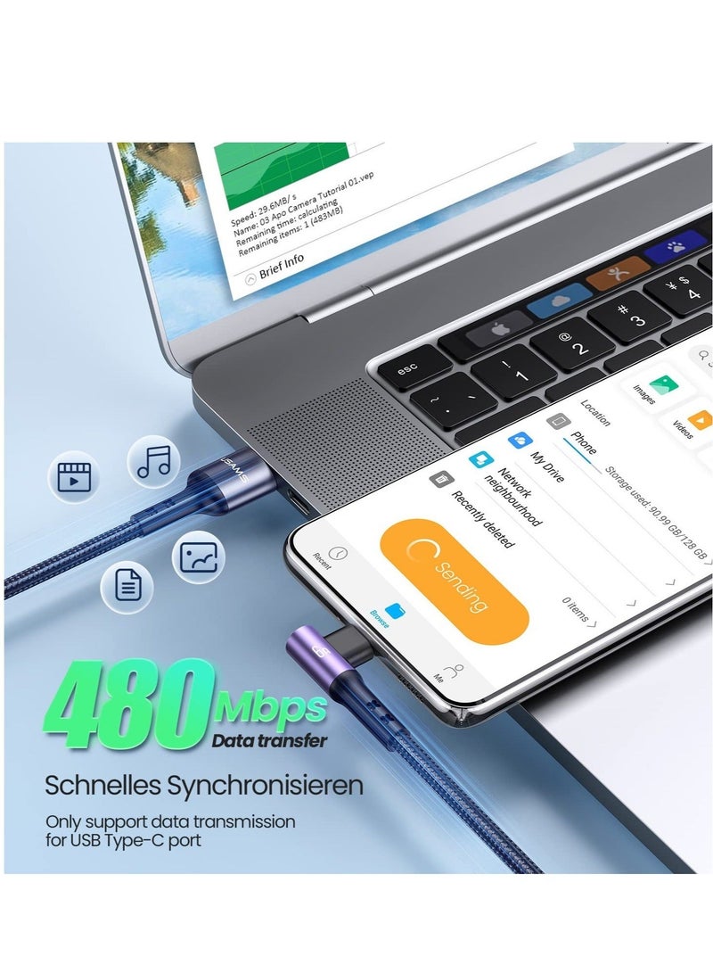 Captaintech Multi Charging Cable, 6A 4ft 3 in 1 Multi USB Fast Charging Cable, 90 Degrees Durable Nylon Braided, Universal Charging Cord with Type-C, Micro USB and IP Port for Cell Phones and More - Image 5