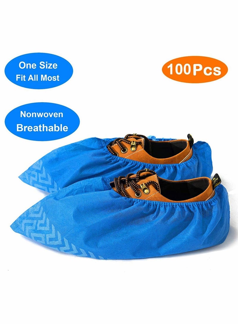 KASTWAVE أغطية أحذية قابلة للتصرف، غير قابلة للانزلاق غير منسوجة - 100 قطعة (50 زوج) أغطية أحذية خفيفة الوزن مقاومة للانزلاق وقابلة للتنفس ومضادة للغبار، مقاس واحد يناسب معظم (أزرق) - Image 5