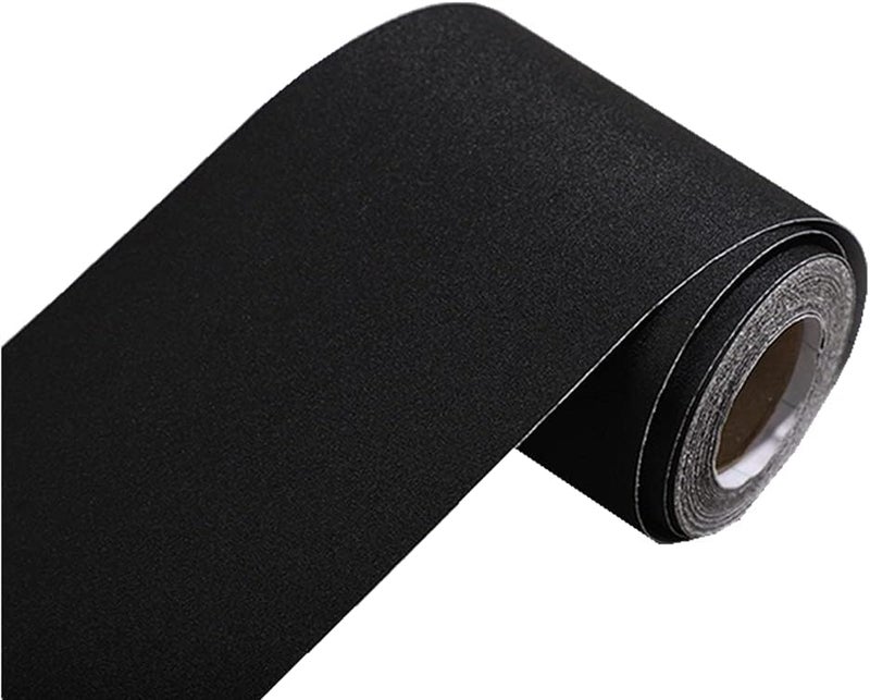 N/B Self Adhesive Solid Color Frosted Wallpaper Border Stick Waterproof Wall Border Easy to Apply Kitchen Bathroom Tiles Sticker 4 x 196inch (Black) - Image 1