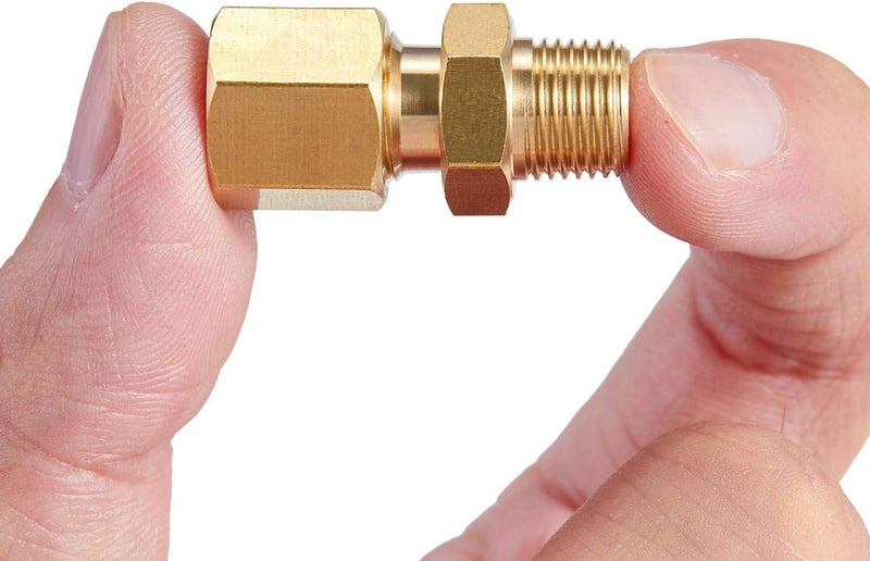 LitOrange 4 Pack Metal Brass Compression Tube Pipe Fitting Connector, Straight Coupling Adapter, 1/4" Tube OD x 1/4" NPT Male - Image 2