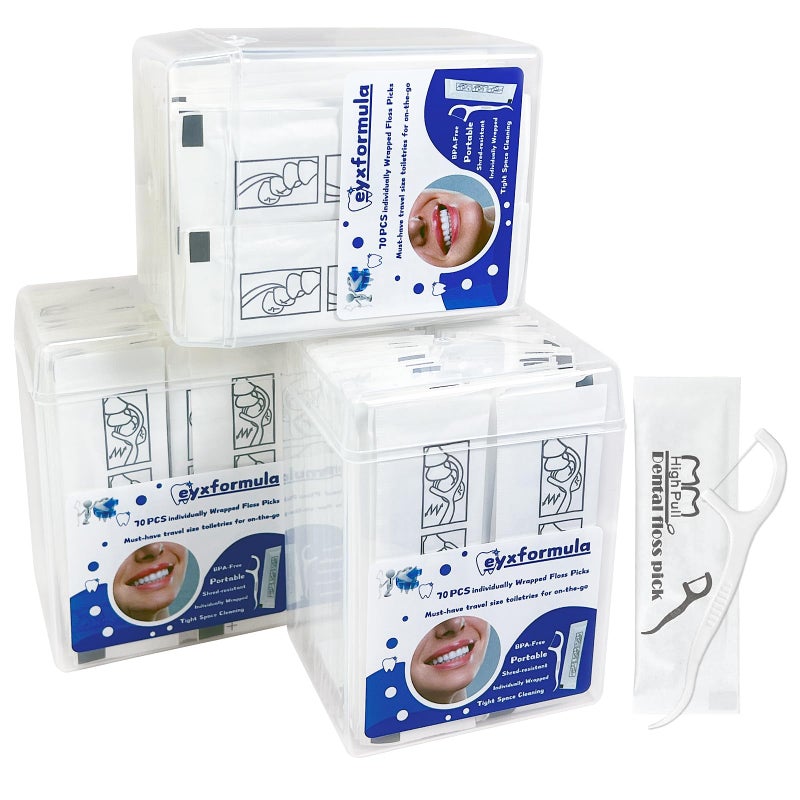 eyxformula 200 Count Individually Wrapped Dental Floss Picks - Travel Flossers for Teeth Cleaning and Oral Care - Ideal Travel Size Toiletries, Wedding Basket Supplies and Guest Bathroom Essentials - Image 1