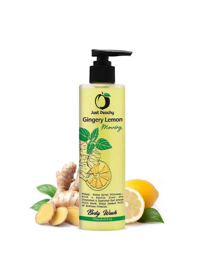 Just Peachy Gingery Lemon Morning Body Wash ; Bath & Shower Cream Wash ; Free From Sls Phosphates & Paraben ; Enriched With Lemon Ginger & Vitamin E ; 100% Vegan 250Ml - Image 1