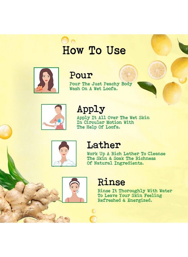 Just Peachy Gingery Lemon Morning Body Wash ; Bath & Shower Cream Wash ; Free From Sls Phosphates & Paraben ; Enriched With Lemon Ginger & Vitamin E ; 100% Vegan 250Ml - Image 4