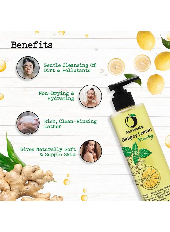 Just Peachy Gingery Lemon Morning Body Wash ; Bath & Shower Cream Wash ; Free From Sls Phosphates & Paraben ; Enriched With Lemon Ginger & Vitamin E ; 100% Vegan 250Ml - Image 3