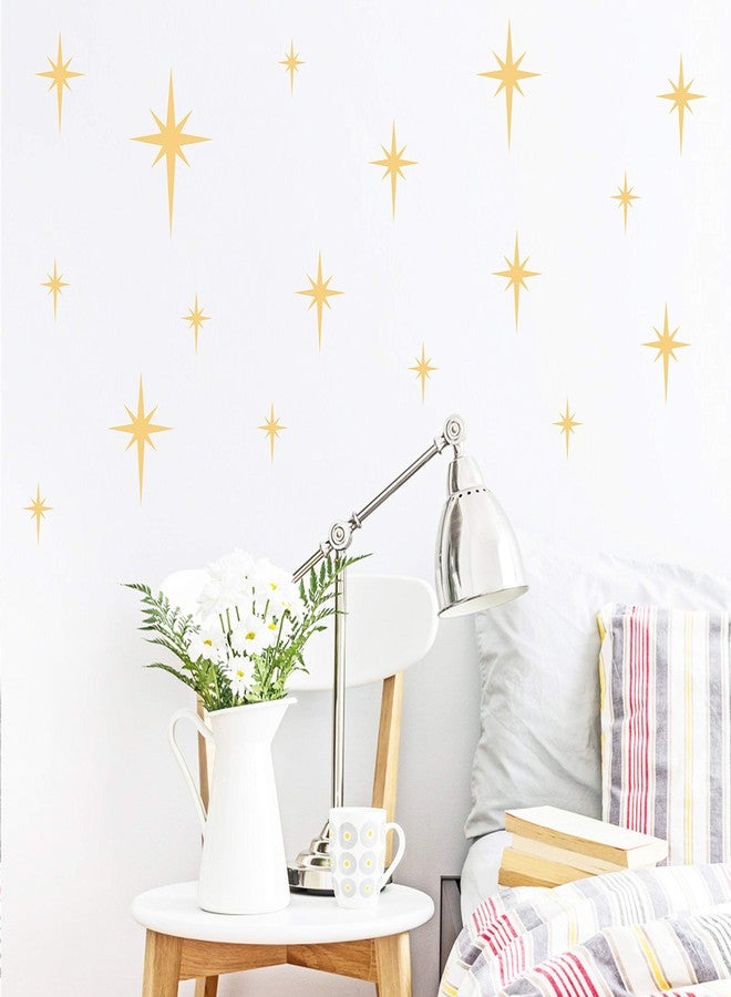 GESTYZ Retro Star Vinyl Wall Decals Starbursts Wall Stickers for Nursery Kids Room Wall Decals Unique Wall Decals for Baby Girls Boys Bedroom Nursery Decor(Y10) (Matte Gold) - Image 2