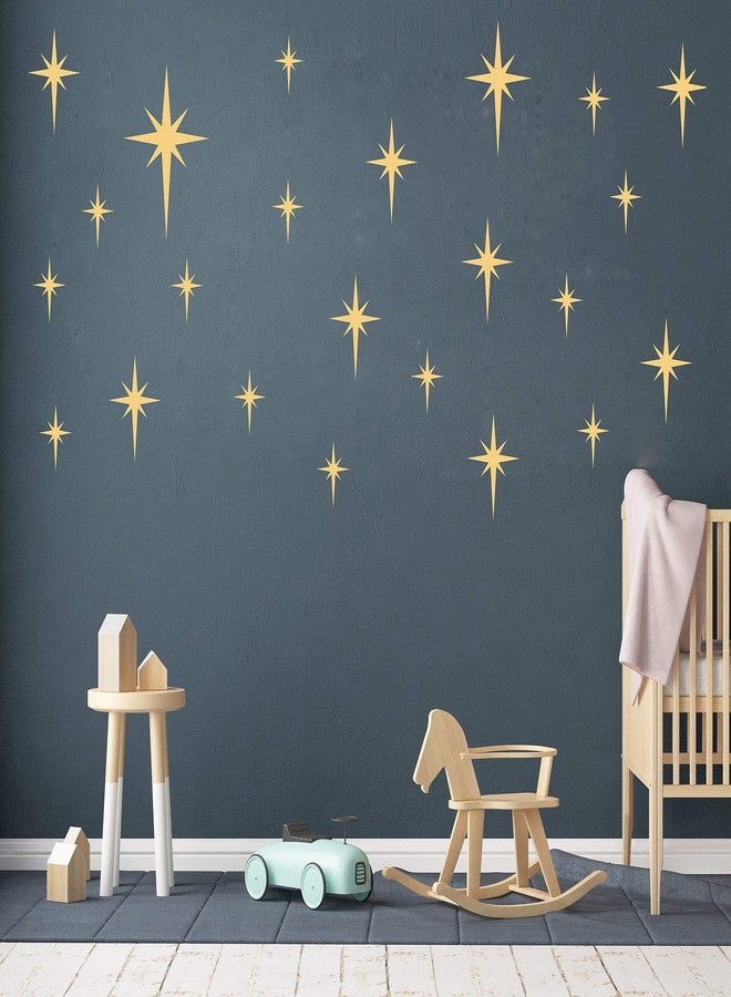 GESTYZ Retro Star Vinyl Wall Decals Starbursts Wall Stickers for Nursery Kids Room Wall Decals Unique Wall Decals for Baby Girls Boys Bedroom Nursery Decor(Y10) (Matte Gold) - Image 3