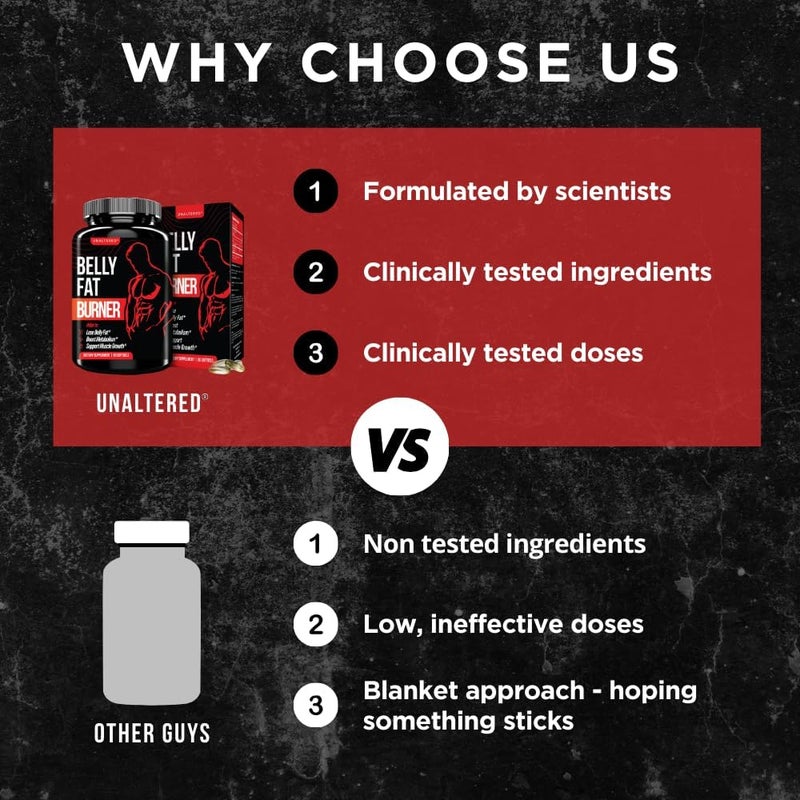 UNALTERED مكمل حرق دهون البطن للرجال غير المعدل  حبوب فقدان الوزن الطبيعية لدعم تقليل الدهون في الجسم والحفاظ على الكتلة العضلية النحيفة وعمليات الأيض الصحية  مكمل غذائي CLA  90 كبسولة جيلاتينية لينة - Image 3