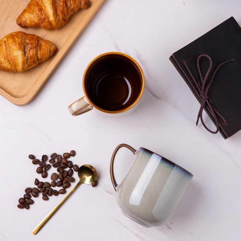 LERATIO 12OZ Ceramic Coffee Mugs Set of 6, Large Porcelain Coffee Cups With Large Handle For Latte,Cappuccino,Milk,Cocoa,|Dishwasher&Microwave Safe Mug Sets,Ideal for Man,Woman,Dad, Mom-Mixing - Image 3