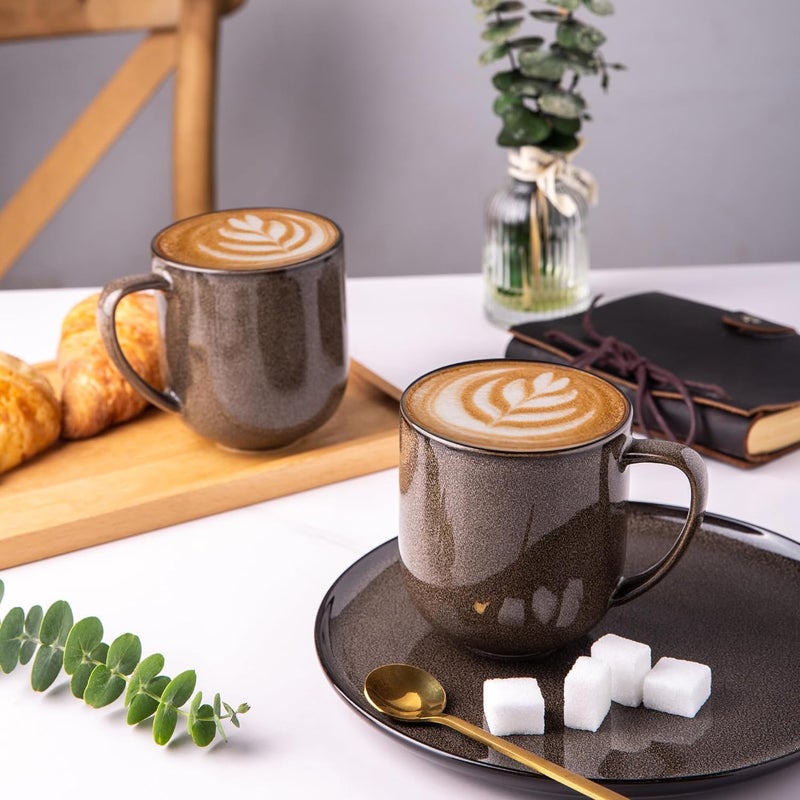 LERATIO 12OZ Ceramic Coffee Mugs Set of 6, Large Porcelain Coffee Cups With Large Handle For Latte,Cappuccino,Milk,Cocoa,|Dishwasher&Microwave Safe Mug Sets,Ideal for Man,Woman,Dad, Mom-Mixing - Image 4