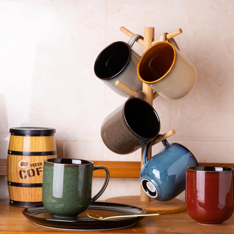 LERATIO 12OZ Ceramic Coffee Mugs Set of 6, Large Porcelain Coffee Cups With Large Handle For Latte,Cappuccino,Milk,Cocoa,|Dishwasher&Microwave Safe Mug Sets,Ideal for Man,Woman,Dad, Mom-Mixing - Image 5