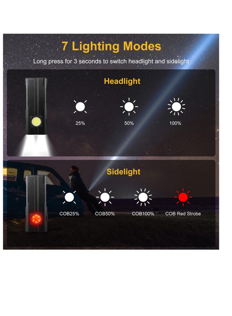 Excefore Small Powerful Torch LED, Super Bright 1000LM LED Keychain Flashlight, Rechargeable 300 Meters IPX4 Small Powerful Pocket Torch, with 7 Light Modes & Magnetic Tail, for Camping and Emergency Use - Image 2