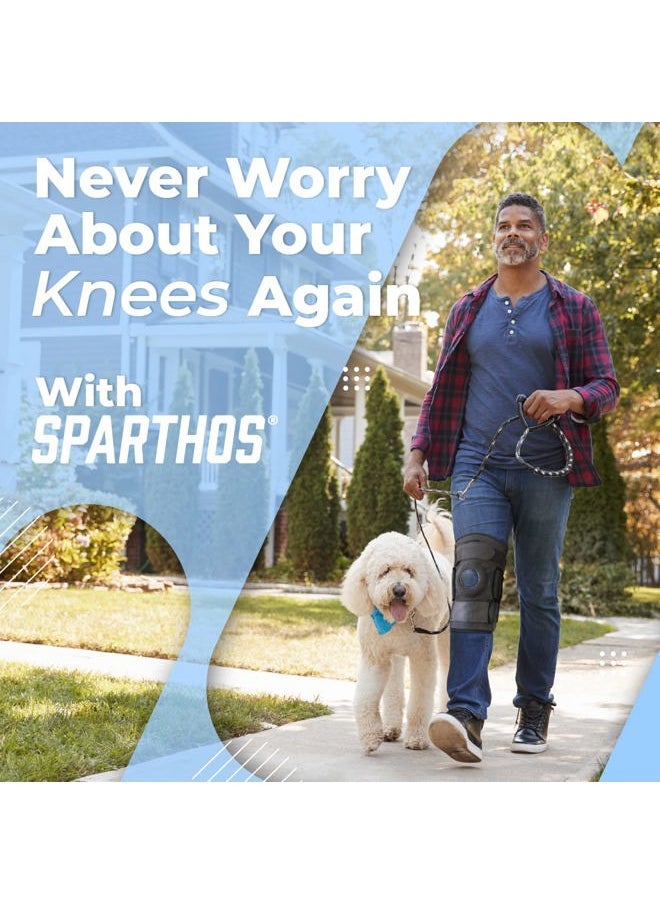 Sparthos - Knee Brace - Relieves ACL, MCL, Meniscus Tear, Arthritis, Tendons Pain - Open Patella Design with Dual Hinges - Patellar Compression Support, Plus Size Fit - For Men and Women (XXX-Large) - Image 1