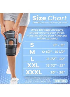 Sparthos Knee Brace - Relieves ACL, MCL, Meniscus Tear, Arthritis, Tendons Pain - Open Patella Design with Dual Hinges - Patellar Compression Support, Plus Size Fit - For Men and Women (XXX-Large)  - Image 5