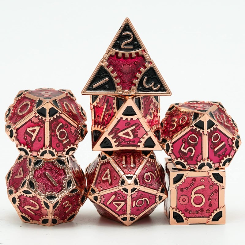 UDIXI Metal DND Dice Set 7Die Polyhedral DD Dice Set for Role Playing Game d and d Red CopperRed Black - Image 3