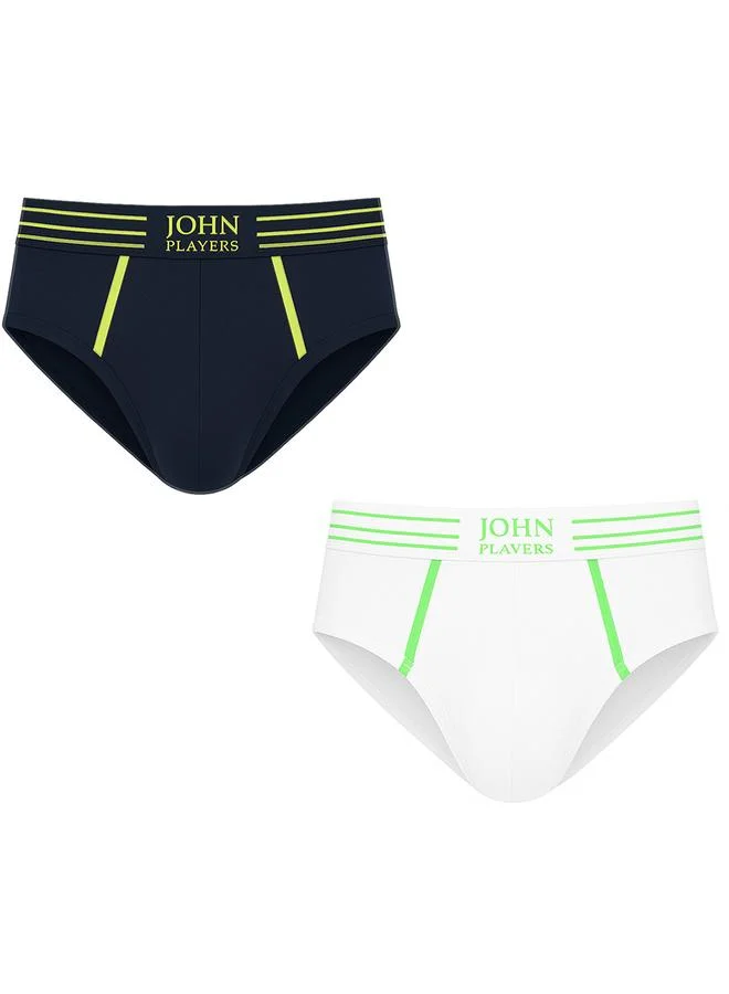John Players Pack of 2 - Cotton Brief with Striped Waistband