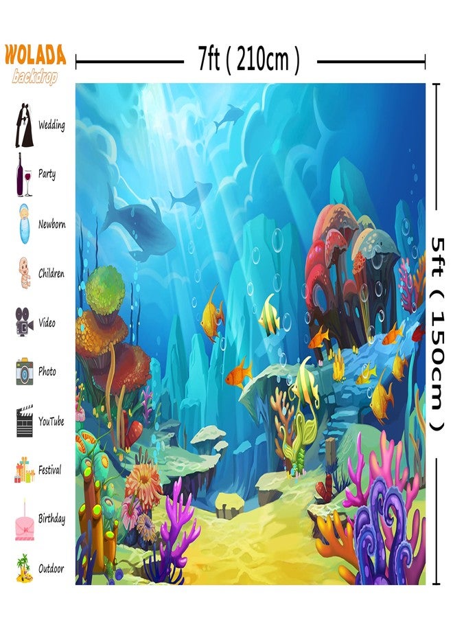 خلفية تصوير عالم ما تحت الماء من WOLADA، مشهد أسماك ملونة وحياة بحرية، مثالية لأعياد ميلاد الأطفال والحفلات ذات الطابع المحيطي وحفلات حورية البحر ودعائم كشك الصور وخلفية الاستوديو 7×5 أقدام FW26 - Image 3