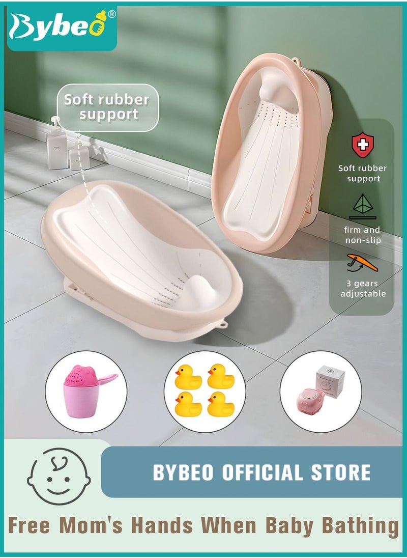 Bybeo Foldable Baby Bath Chair, With Washing Hair Shower Shampoo Cup, For Newborn to Toddler, Infant Bather Support Use in the Sink or Bathtub, Includes 3 Reclining Positions  - Image 1