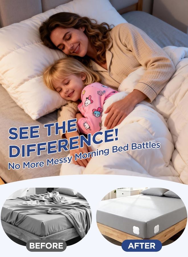 KOXUIUF Sheet Holders Lock Bed Sheet Grippers - Fitted Sheet Holder for Corners Keep Sheets Firm & Tight Fit All Sheet Sizes,360 Degree Bed Sheet Tightener Easy Installation - Image 2