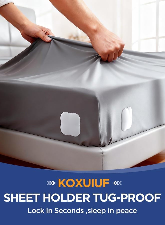 KOXUIUF Sheet Holders Lock Bed Sheet Grippers - Fitted Sheet Holder for Corners Keep Sheets Firm & Tight Fit All Sheet Sizes,360 Degree Bed Sheet Tightener Easy Installation - Image 4