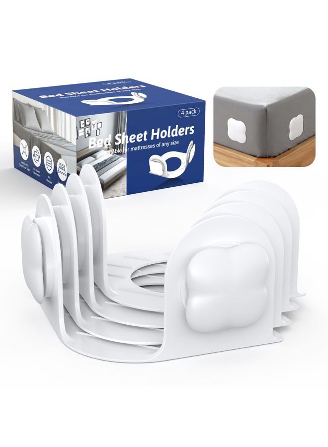 KOXUIUF Sheet Holders Lock Bed Sheet Grippers - Fitted Sheet Holder for Corners Keep Sheets Firm & Tight Fit All Sheet Sizes,360 Degree Bed Sheet Tightener Easy Installation - Image 1