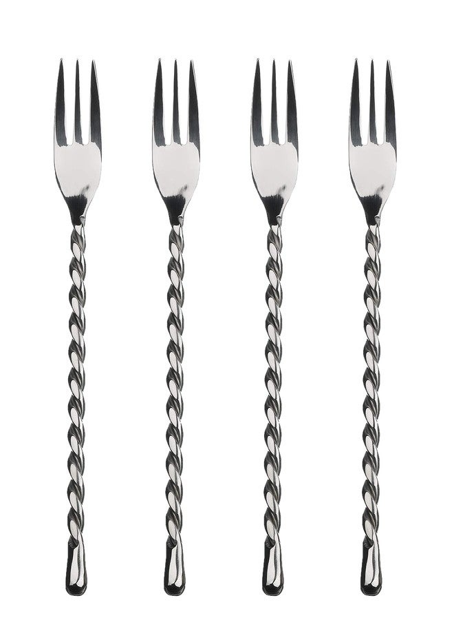 Gourmet Settings - 4-Piece Cocktail Forks Set - Silver Tear Collection - Polished Stainless Steel Silverware - Appetizer/Dessert/Seafood/Fruit - 6 Inch - Dishwasher Safe - Image 1