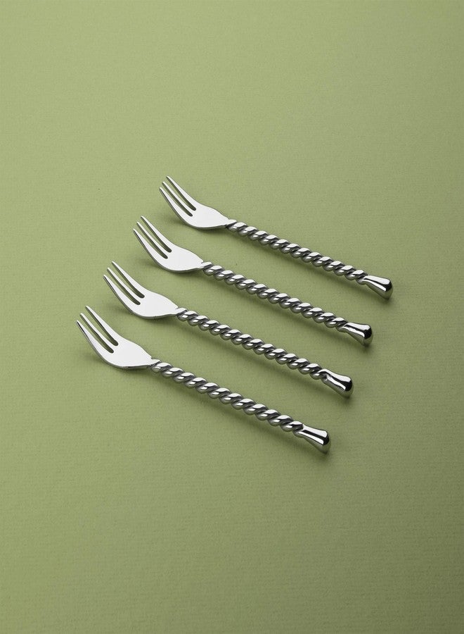 Gourmet Settings - 4-Piece Cocktail Forks Set - Silver Tear Collection - Polished Stainless Steel Silverware - Appetizer/Dessert/Seafood/Fruit - 6 Inch - Dishwasher Safe - Image 2
