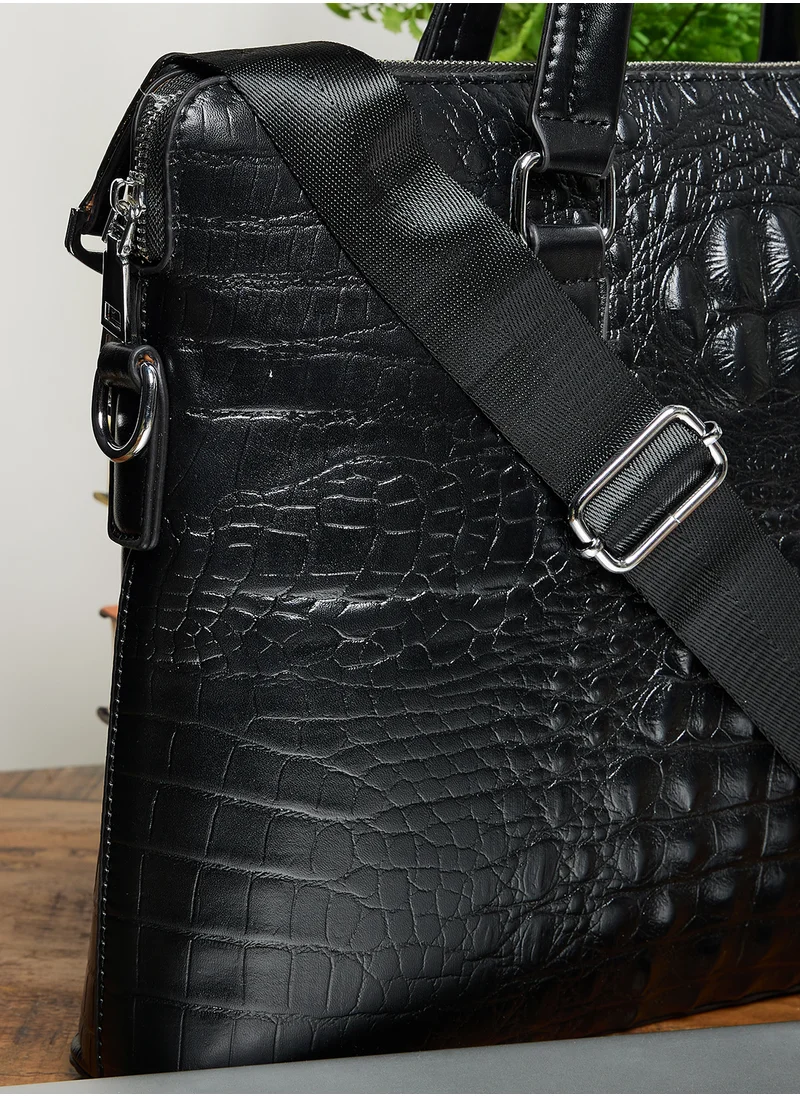 Robert Wood Croc Texture Laptop Bag