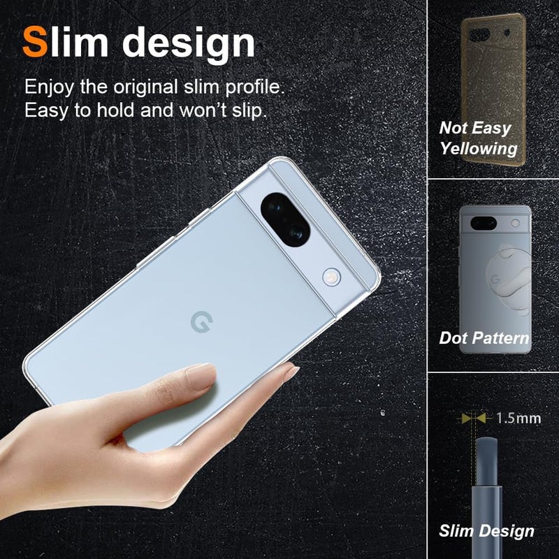 Nishtech غطاء خلفي شفاف هجين ناعم رفيع مضاد للغبار لجهاز Google Pixel 7A 5G مع حماية الكاميرا - Image 4