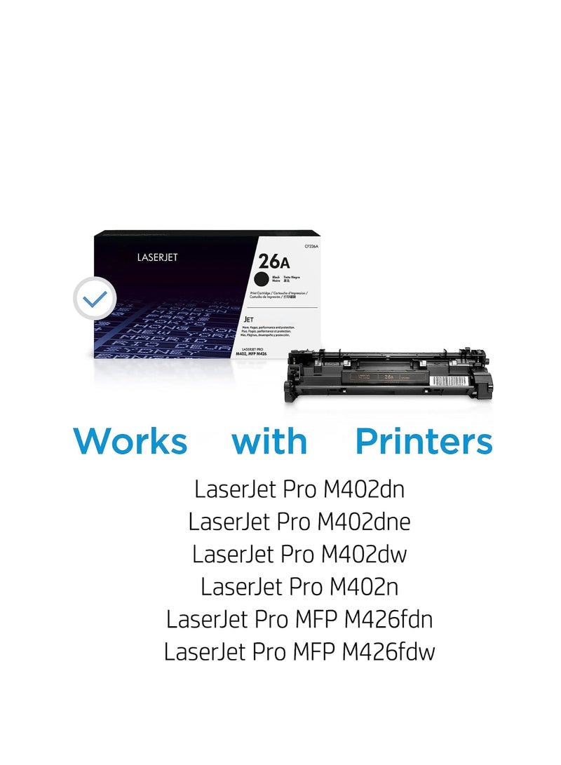 خرطوشة حبر 26A ليزر جيت لون اسود للطابعة 26 ايه ( cf226a ) أسود - Image 2