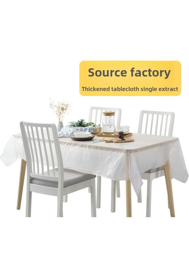 Disposable Tablecloth Tablecloth Takeaway Export Round Table Thickening Extraction Transparent Household Banquet Shop Dust-proof Factory-Color:White (single Thin 0.4C)-Specifications:140*140cm