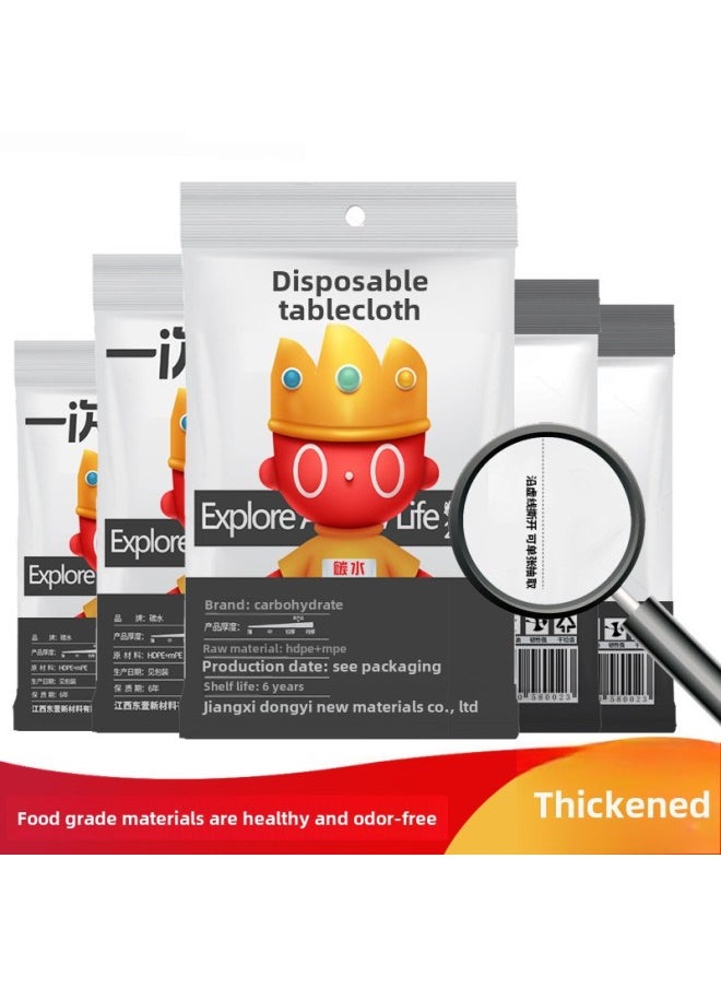 Disposable Tablecloth Tablecloth Takeaway Export Round Table Thickening Extraction Transparent Household Banquet Shop Dust-proof Factory-Color:White (single Thin 0.4C)-Specifications:140*140cm