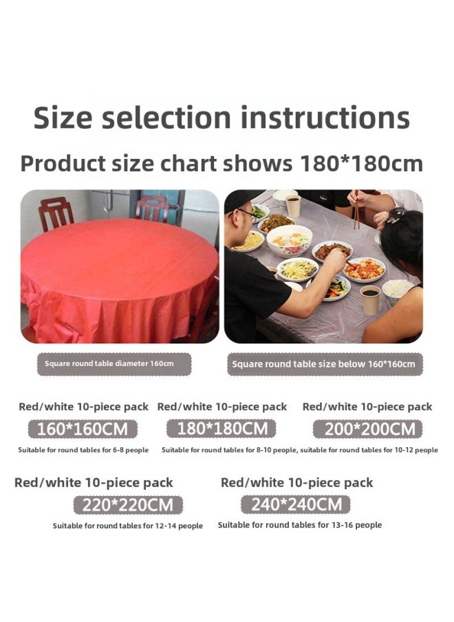 Disposable Tablecloth Tablecloth Takeaway Export Round Table Thickening Extraction Transparent Household Banquet Shop Dust-proof Factory-Color:White (single Thin 0.4C)-Specifications:140*140cm