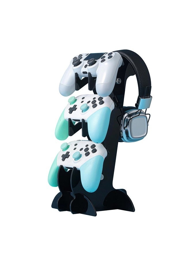 Triple-Layer Controller Holder, Game Controller Rack & Headset Stand for Xbox Series X S / Xbox One / PS5 / PS4 / NS / PC / Headset, Universal Organizer for Video Game Accessories