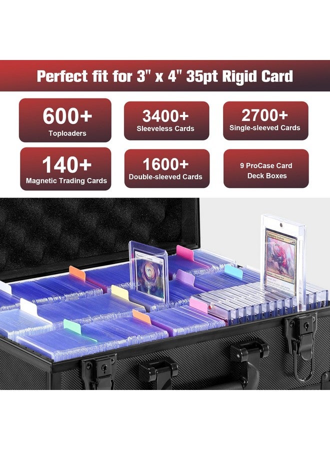 Procase Toploader Storage Box with 6 Removable Dividers, Sports Card Hard Carrying Case with 16 Colorful Divider Tab For 3”×4” 35PT Rigid Cards, 600+ Toploader Holder for Trading Card Collection - Image 2