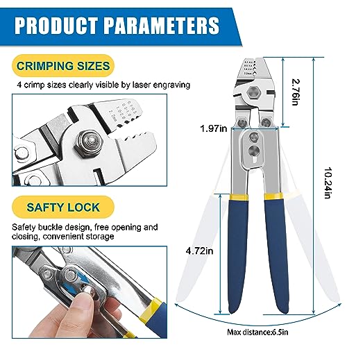 SILANON Fishing Crimping Tool KitStainless Steel Fishing Crimping Pliers Wire Rope Crimping Tool with 430pcs 5 Sizes Aluminum Copper Barrel Crimp Sleeves Beads Set4 Crimping Sizes - Image 3