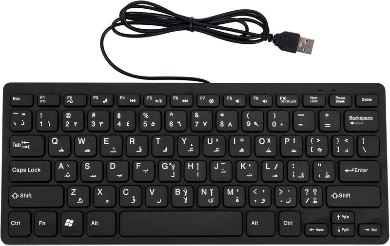 NALACAL لوحة مفاتيح عربي إنجليزي - 78 مفتاح لوحة مفاتيح كمبيوتر صغيرة سلكية USB بلغتين للابتوب ماك ويندوز 10/8/7/Vista/XP - Image 1