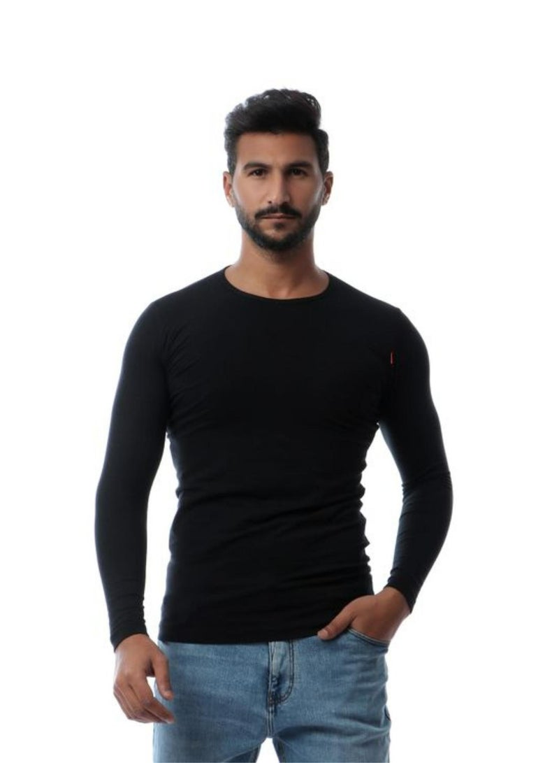 كوتونيل قطونيل اندرشيرت بكم رقبة دائرية قطن استريتش رجالي - Image 1