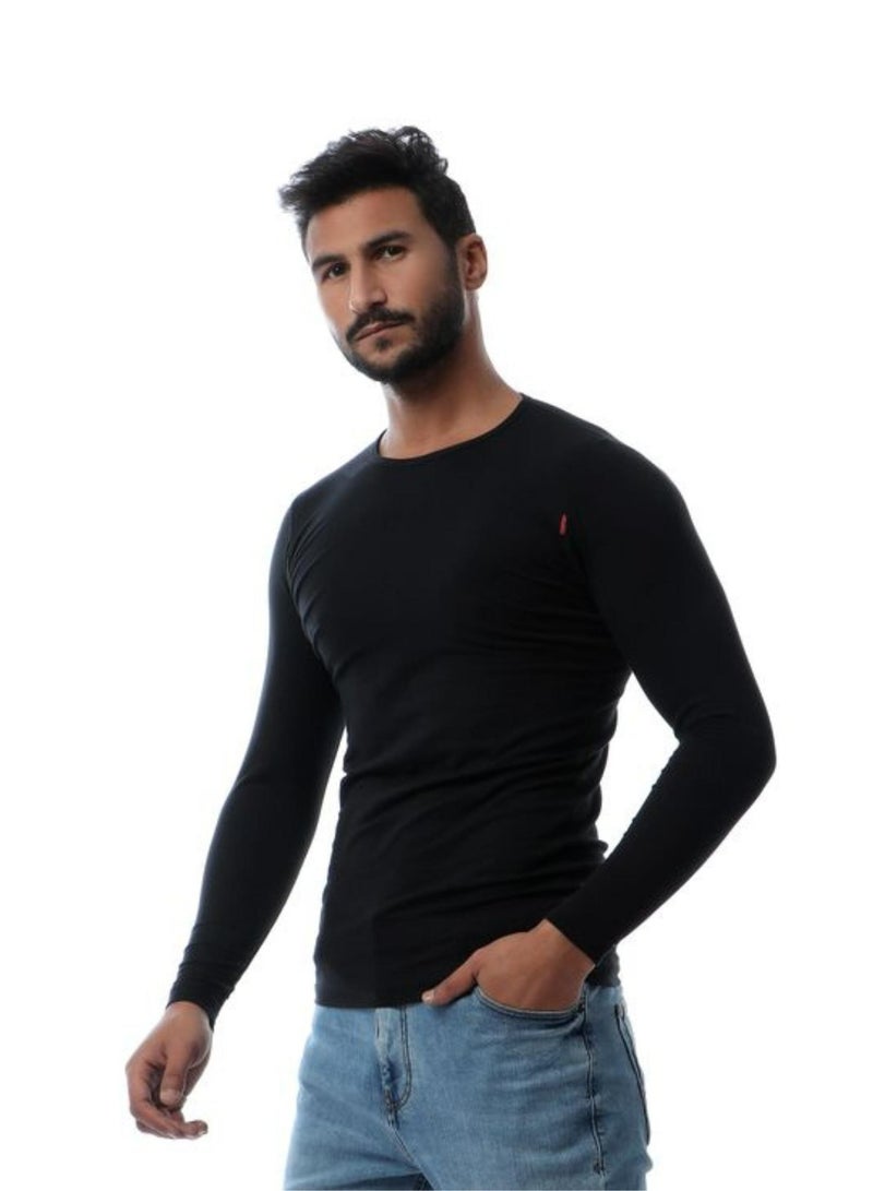 كوتونيل قطونيل اندرشيرت بكم رقبة دائرية قطن استريتش رجالي - Image 2