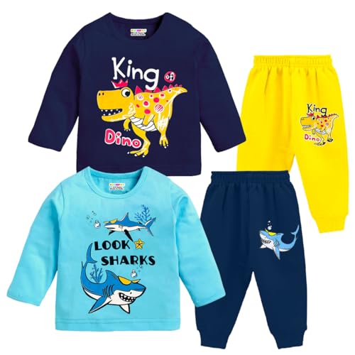 Kuchipoo Baby Boy Regular Fit Cotton T-Shirts and Pyjamas Set (KUC-PSUT-146, 5-6 Years, Multi-Colored) - Image 1