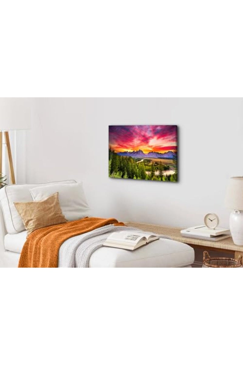 YOOOAHU Grand Teton Canvas Wall Art - Mountain Sunset - Image 4
