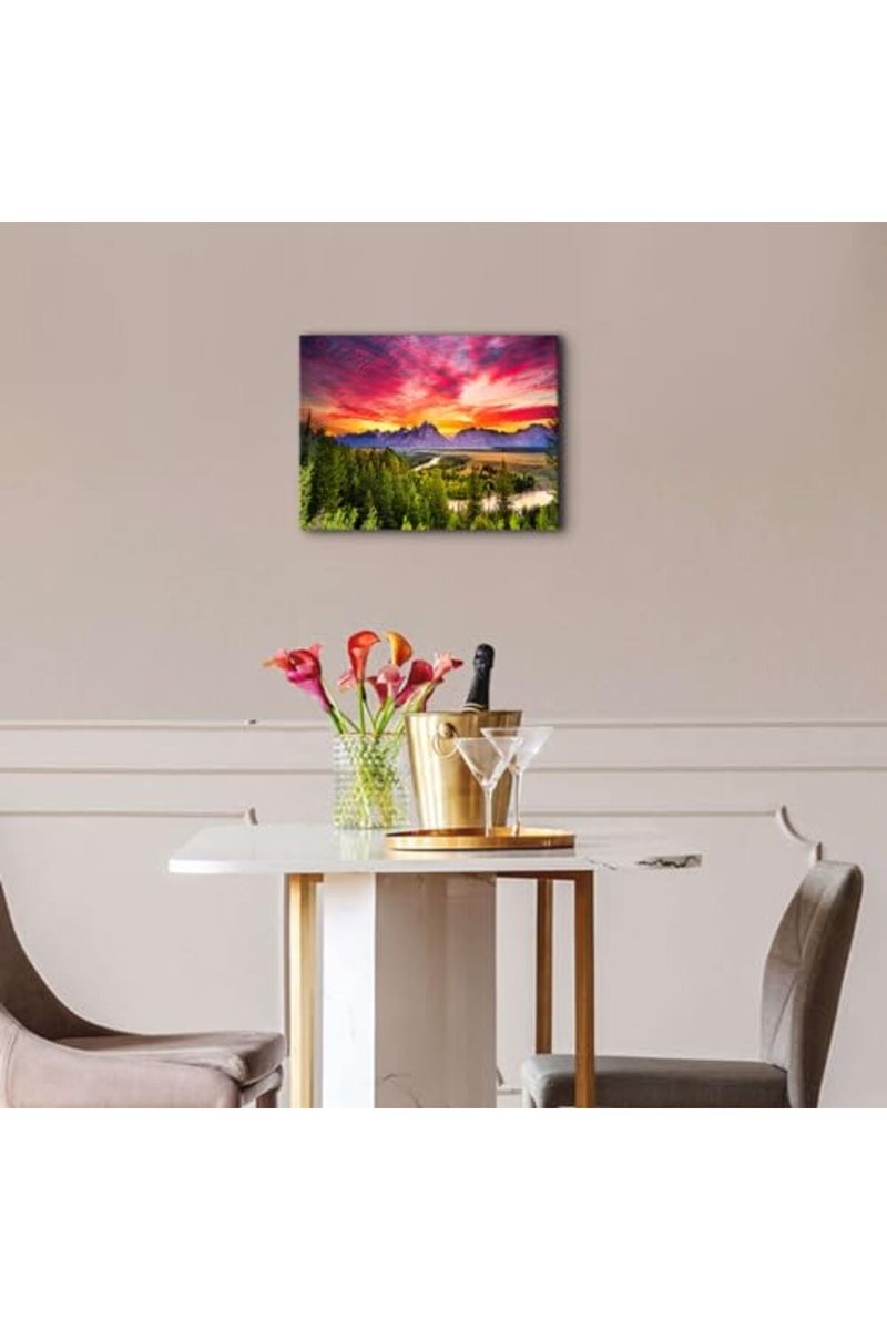 YOOOAHU Grand Teton Canvas Wall Art - Mountain Sunset - Image 3