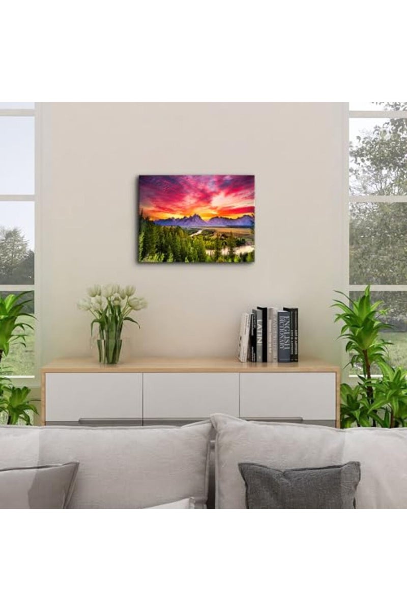 YOOOAHU Grand Teton Canvas Wall Art - Mountain Sunset - Image 5