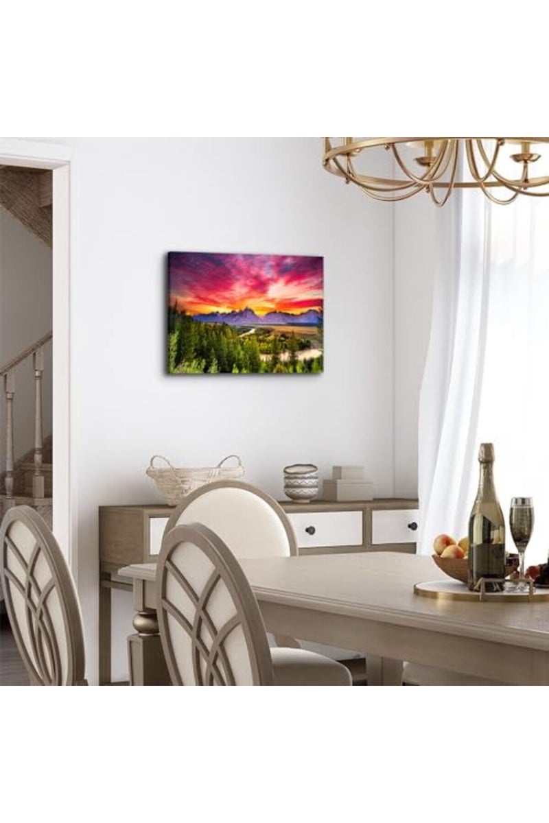 YOOOAHU Grand Teton Canvas Wall Art - Mountain Sunset - Image 2