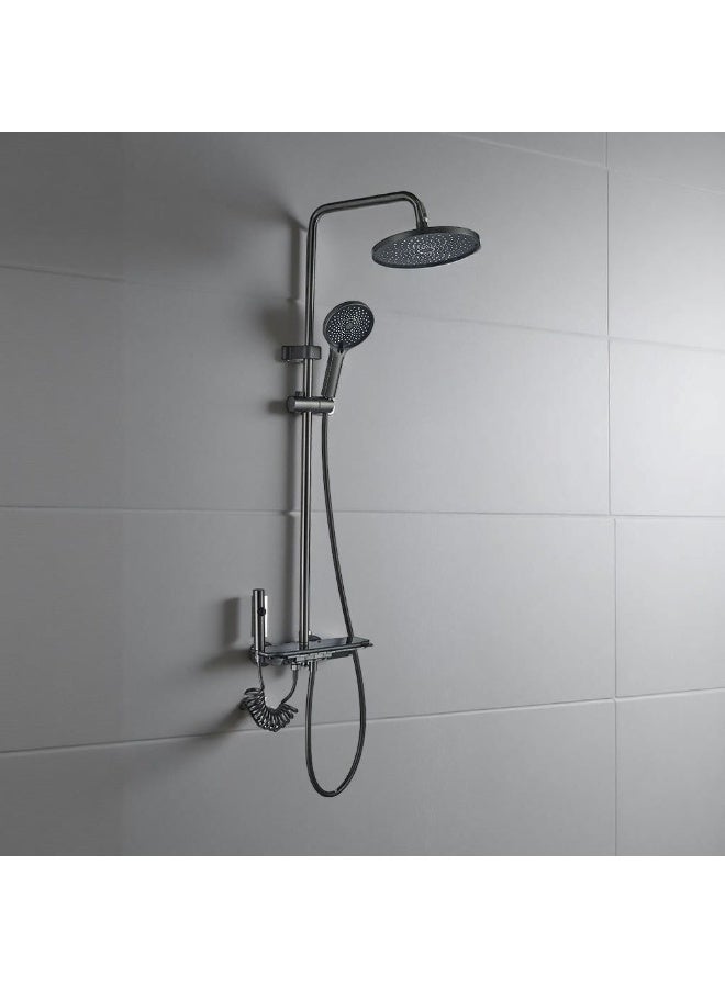 Milano Plus Piano Rain Shower Round Gun Grey-Made In China, Brass, Bathroom Shower Fixture For Daily Bathing, With 5 Years Warranty - Image 1
