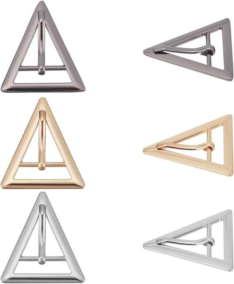 klarako 3 Colors Tri Glide Metal Roller Buckle, 6pcs Triangle Metal Adjustable Purse Slides Buckle Zinc Alloy Center Bar Buckles for Luggage Belt Strap Backpack Buckle DIY Craft Accessories, 20mm - Image 1