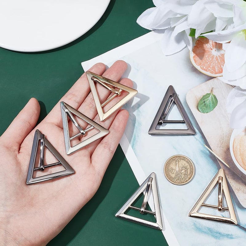 klarako 3 Colors Tri Glide Metal Roller Buckle, 6pcs Triangle Metal Adjustable Purse Slides Buckle Zinc Alloy Center Bar Buckles for Luggage Belt Strap Backpack Buckle DIY Craft Accessories, 20mm - Image 3